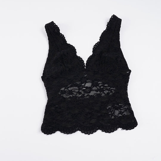 Damen Spitzen-Camisole mit tiefem V-Ausschnitt und eleganter Spitze EB