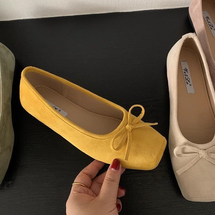 Damen Ballerinas aus hochwertigem Wildleder mit filigranem Schleifendetail EB