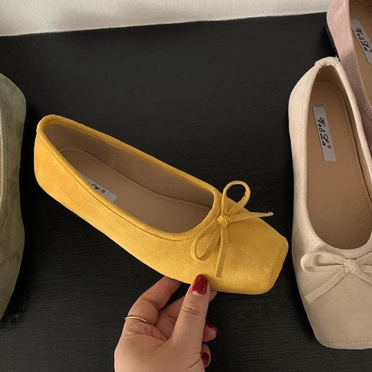 Damen Ballerinas aus hochwertigem Wildleder mit filigranem Schleifendetail EB