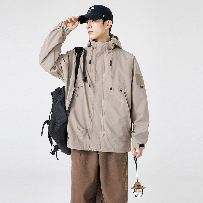 Herren Windbreaker-Jacke mit verstellbarem Kapuzenkragen und praktischen Taschen EB