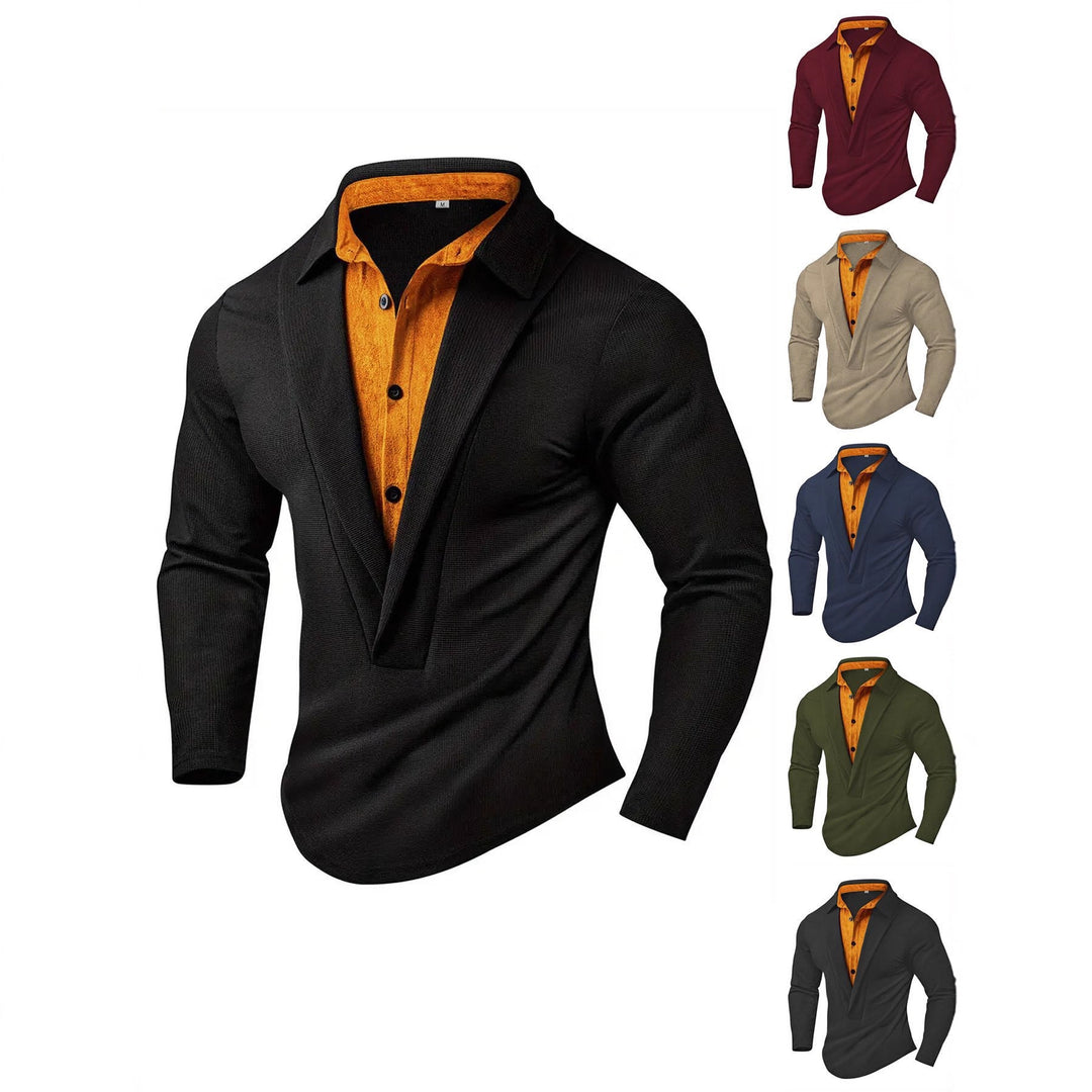 Herren Elegantes Langarmhemd mit modernem Kragen und texturiertem Design EB