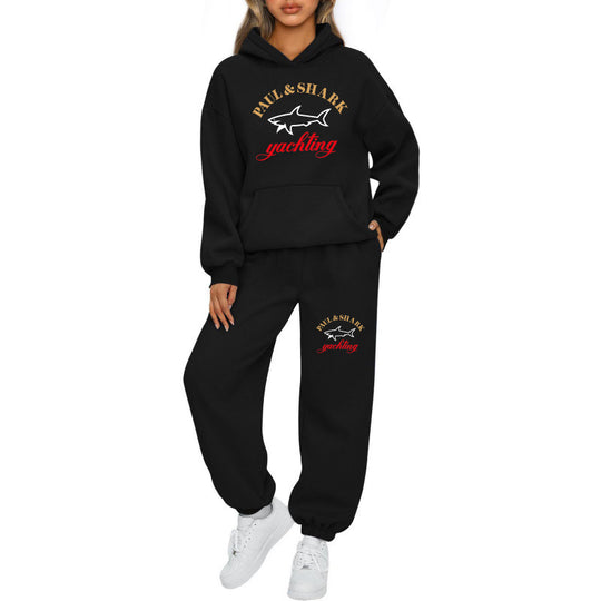 Damen nan oversized Hoodie und Jogginghose Set mit Kapuze Kängurutasche und gerippten Bündchen EB
