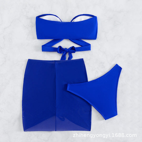 Damen Bandeau-Bikini mit verspieltem Wickeldesign EB