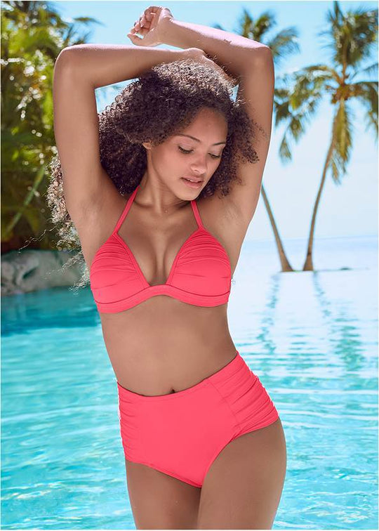 Damen Hochtaillierter Bikini mit femininem Rüschendesign EB