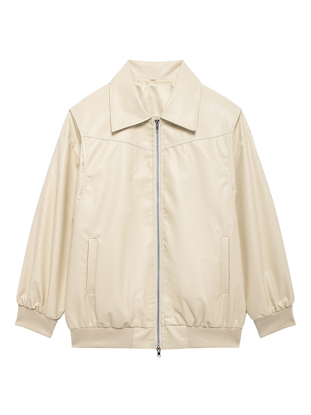 Damen Kunstlederjacke mit lässigem Schnitt und elastischem Saum EB