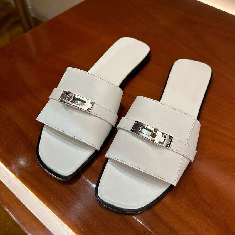 Damen elegante Flip-Flops mit modischen Riemen und komfortablem Fußbett EB
