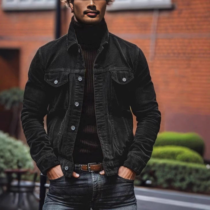 Herren modische Kordjacke mit praktischen Taschen und klassischem Schnitt EB