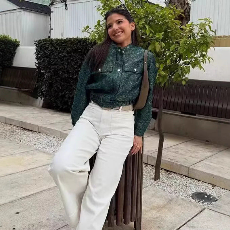 Damen modische kurz geschnittene Denimjacke EB
