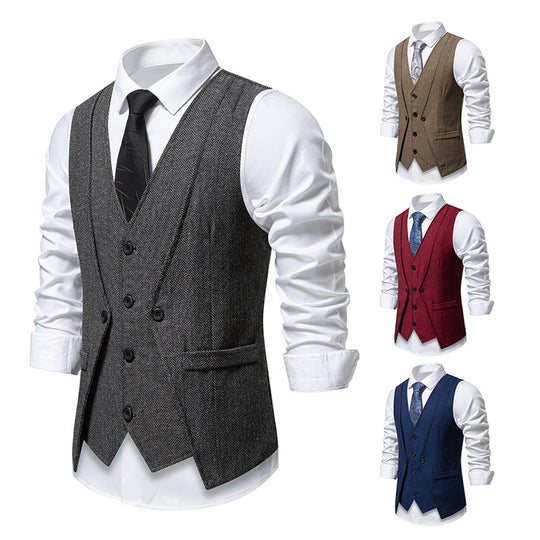 Herren elegante Anzugweste mit strukturiertem Hahnentritt EB