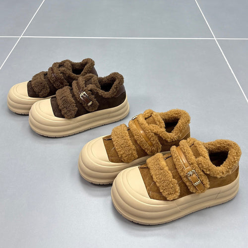 Damen Komfortable Sneaker mit kuscheligem Fleece-Futter und praktischen Klettverschlüssen EB