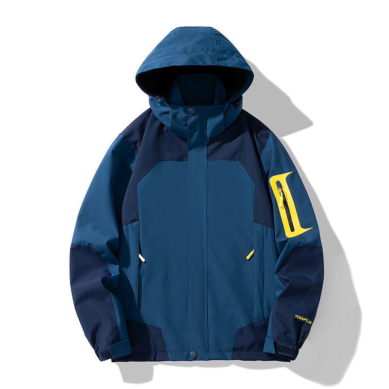 Herren winddichte Softshell-Outdoorjacke mit verstellbarer Kapuze, verschließbarer Ärmeltasche und atmungsaktiver Membran EB