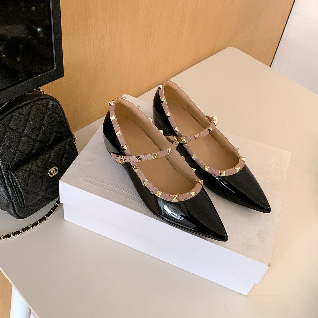 Damen Ballerinas mit verstellbarem Riemchen und luxuriösem Glanz EB