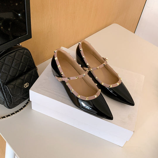 Damen Ballerinas mit verstellbarem Riemchen und luxuriösem Glanz EB