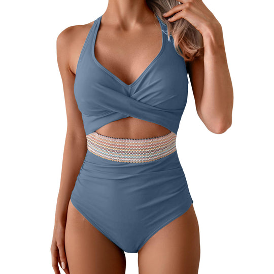 Damen Einteiliges Badeoutfit mit innovativer Wickeloptik EB