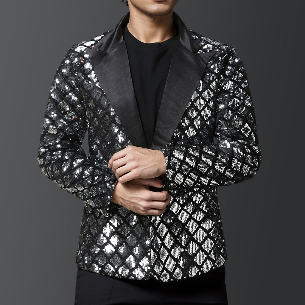 Herren eleganter Pailletten-Blazer mit luxuriösem Design EB