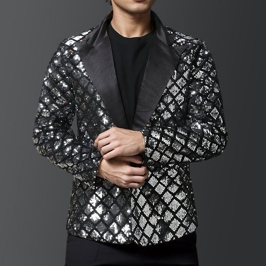 Herren eleganter Pailletten-Blazer mit luxuriösem Design EB