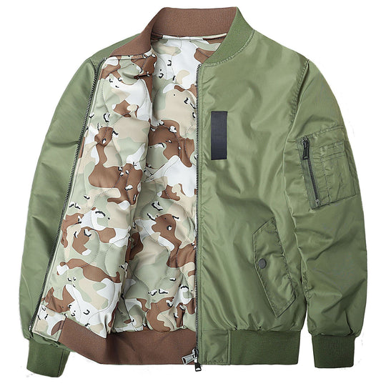 Men's  Reversible Quilted-Lined Bomber Jacket with Sleeve Utility Pocket and Ribbed Trims EB