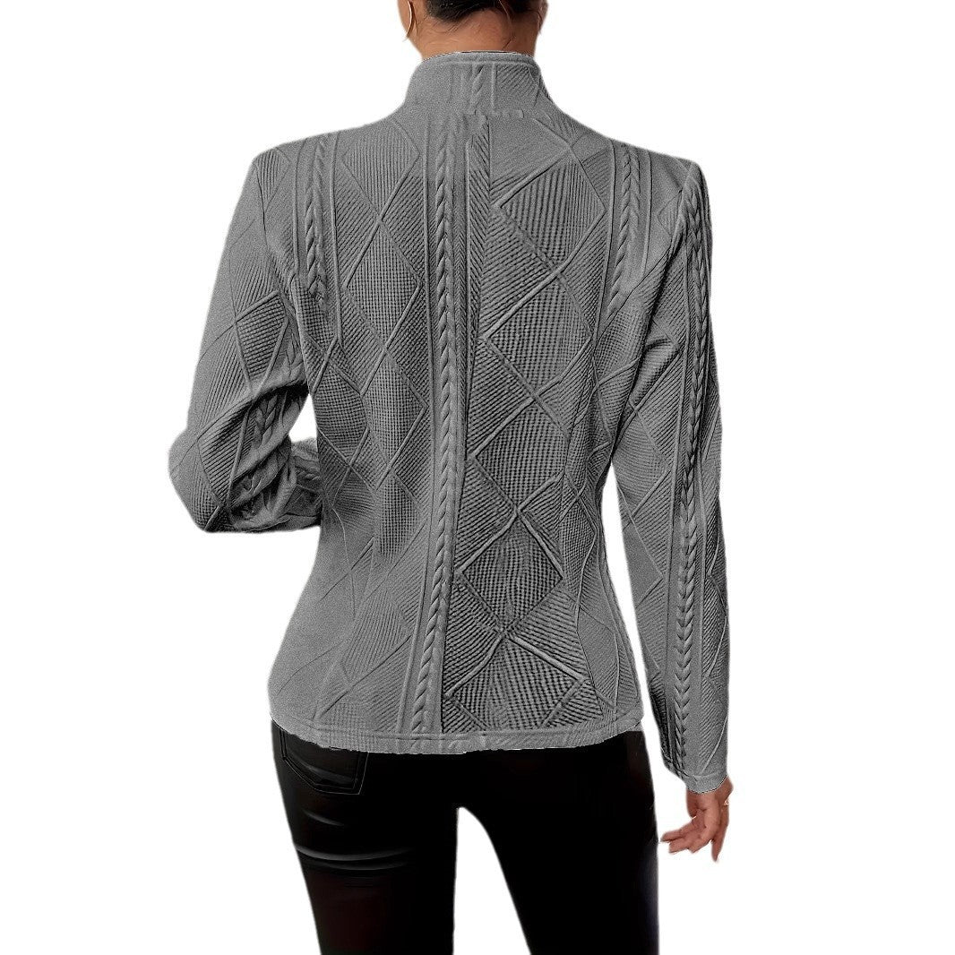Damen nan taillierter strukturierter Blazer mit Stehkragen und Zopfapplikation EB