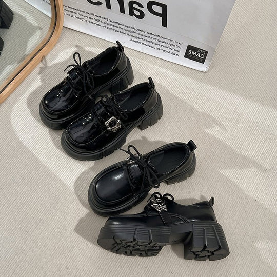 Damen modische Schnürschuhe mit elegantem Schnallen-Detail EB