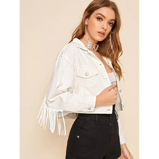 Damen
Kurze Fransenjacke mit trendigem Design und lässigem Schnitt EB
