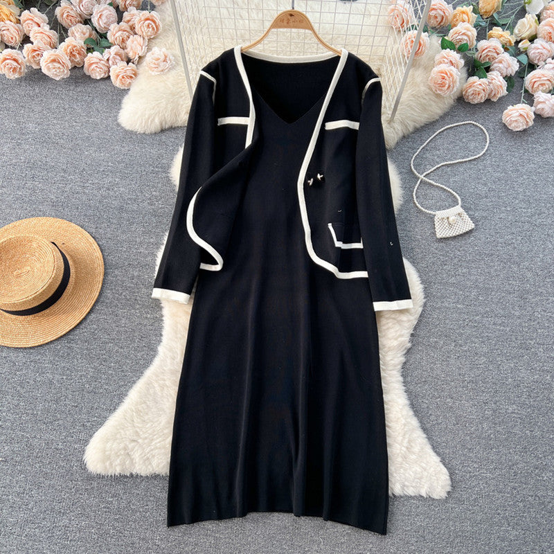 Damen elegantes Strickkleid mit passendem Blazer EB