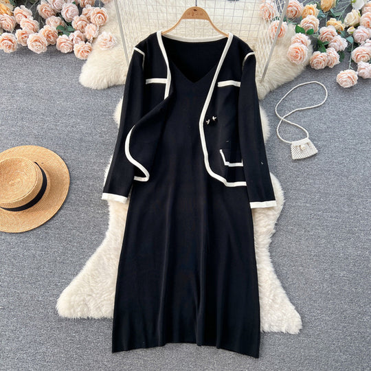 Damen elegantes Strickkleid mit passendem Blazer EB