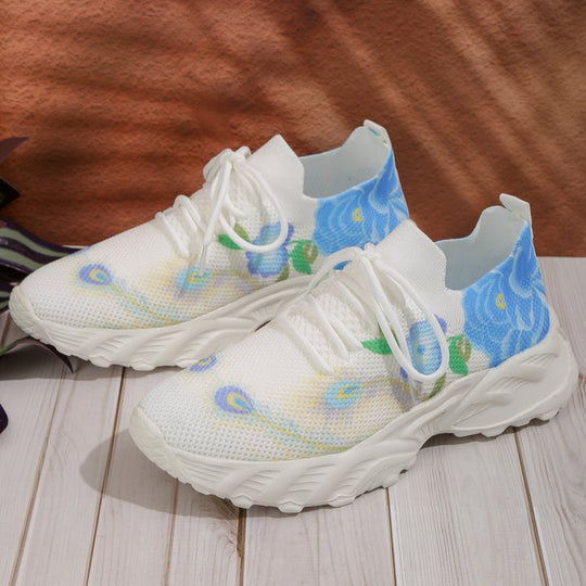 Damen modische Sneakers mit floralem Design und atmungsaktiver Textiloberfläche EB