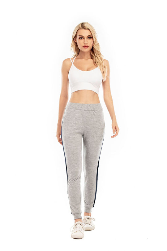 Damen Sportliche Freizeithose mit elastischem Bündchen und seitlichen Kontraststreifen EB