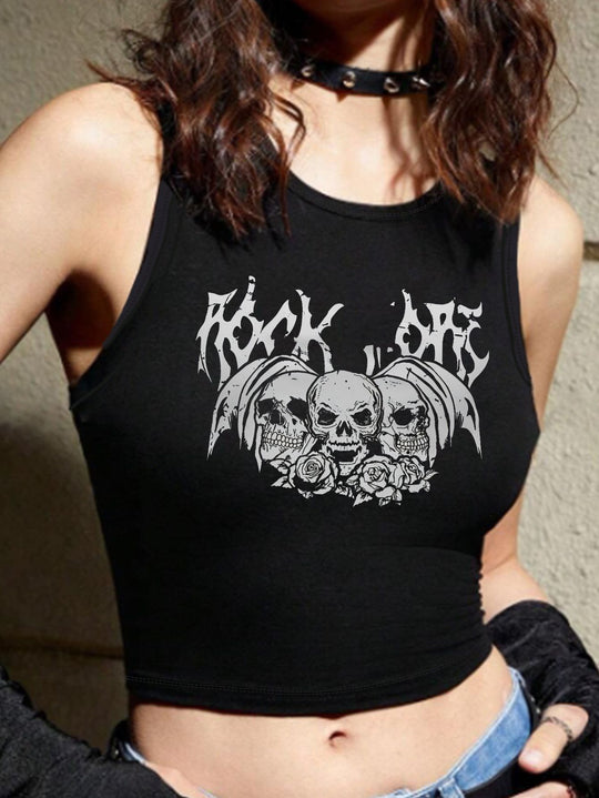 Damen Crop-Top mit auffälligem Schriftzug und körpernahem Schnitt EB