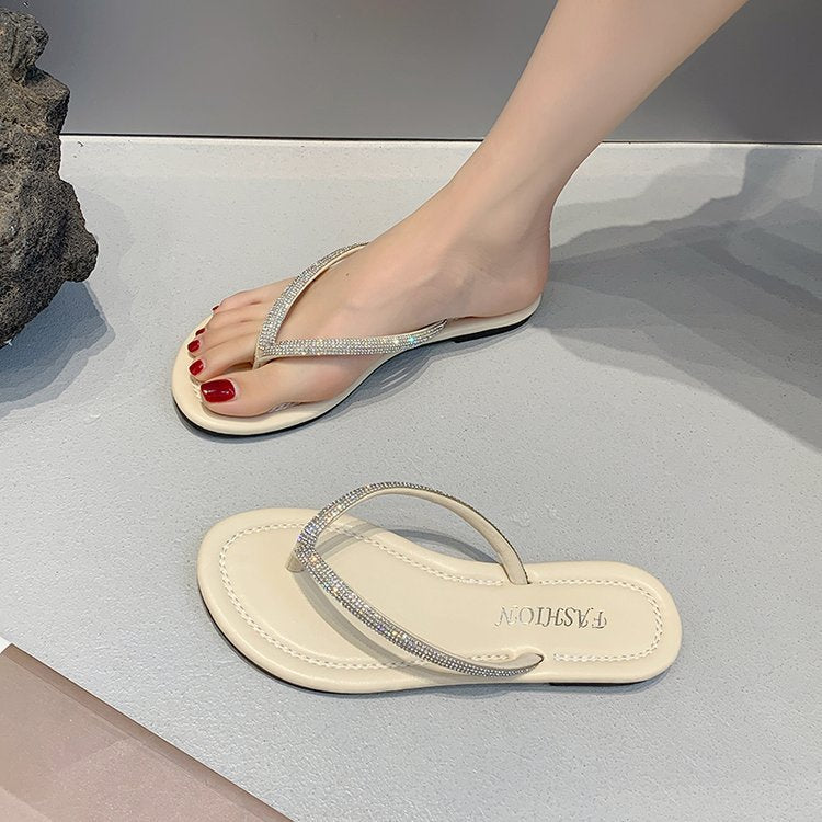 Damen elegante Flip-Flops mit Kristallverzierung EB