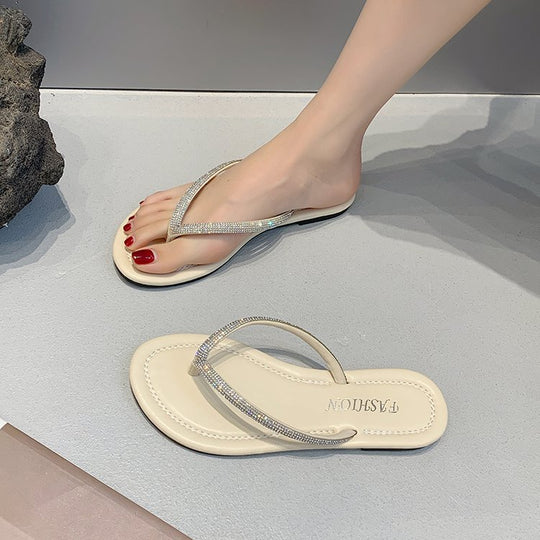 Damen elegante Flip-Flops mit Kristallverzierung EB