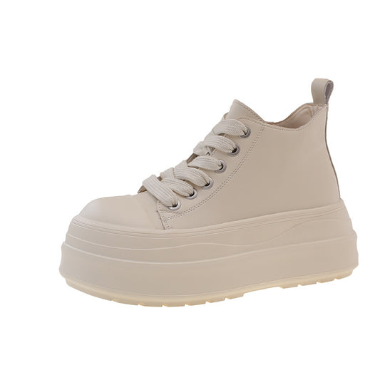 Damen modische Plateau-Hochschuh Sneakers mit dreifarbiger Sohle EB