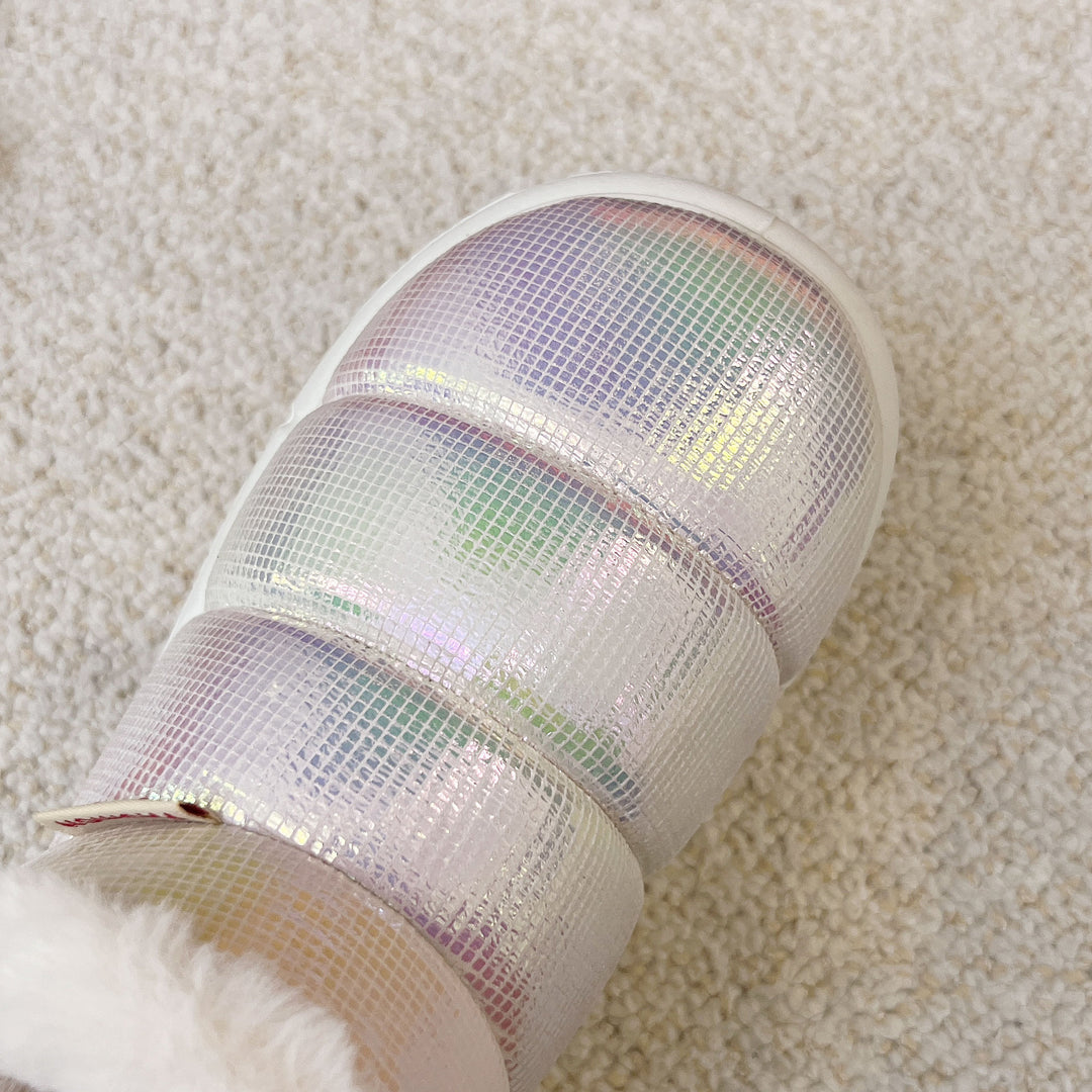 Damen gefütterte Slipper mit glänzender Oberflächenstruktur und weichem Innensohle EB