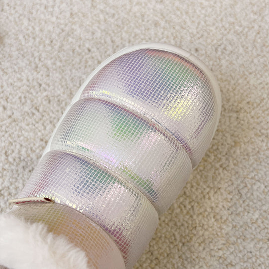 Damen gefütterte Slipper mit glänzender Oberflächenstruktur und weichem Innensohle EB