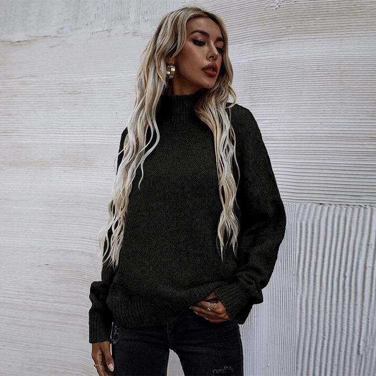 Damen Pullover mit hohem Kragen und lässigem Oversized-Schnitt EB