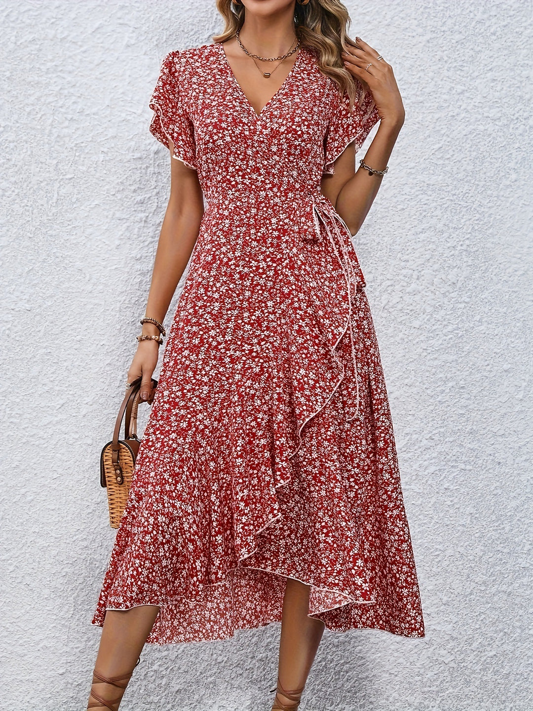 Damen Wickelkleid mit floralem Muster EB