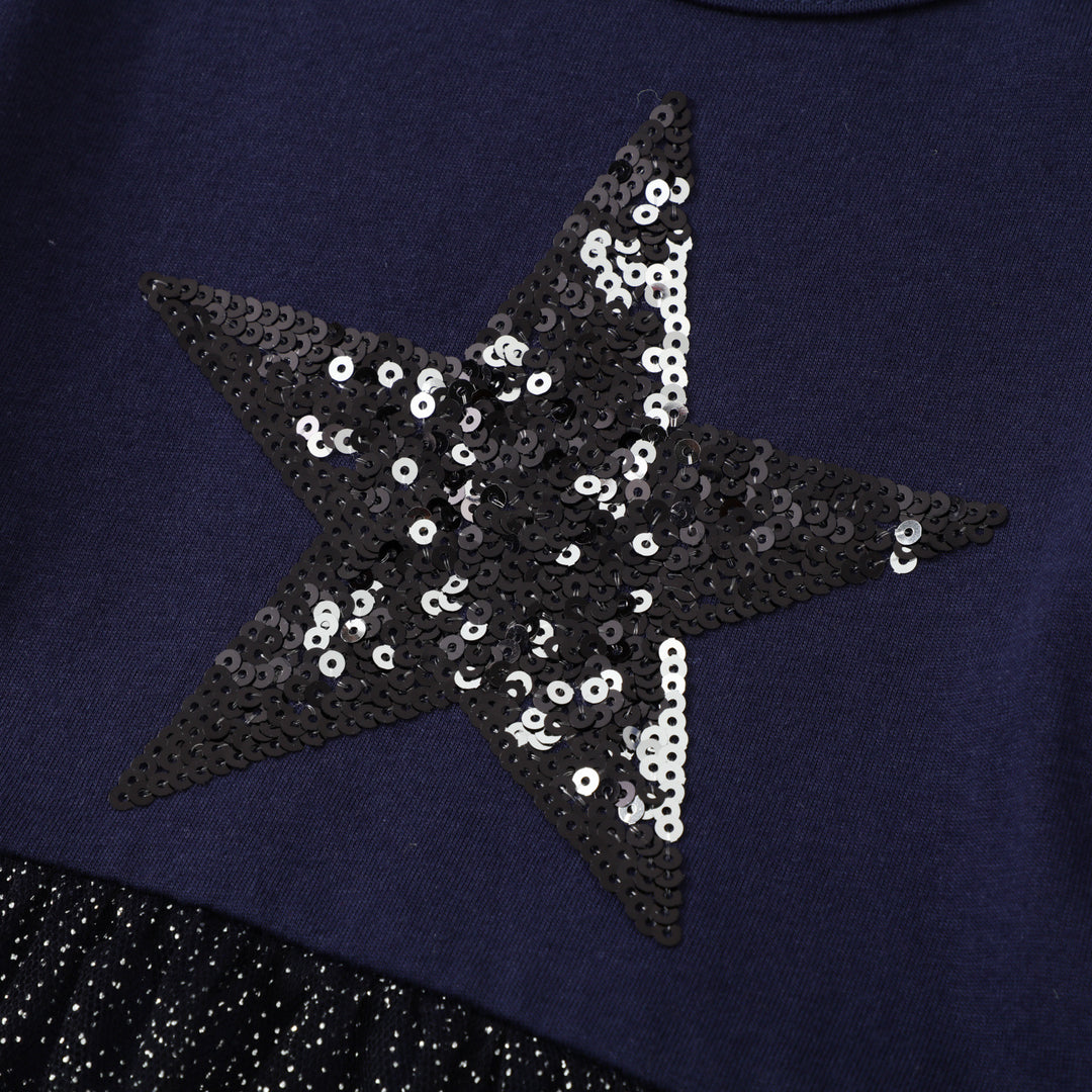 Mädchen Kleid mit glitzerndem Sternenmotiv und Tüllrock EB