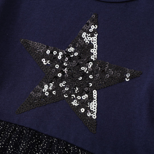 Mädchen Kleid mit glitzerndem Sternenmotiv und Tüllrock EB