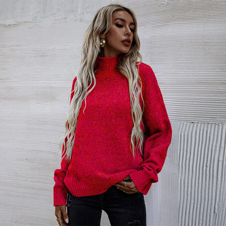 Damen gemütlicher Rollkragenpullover aus hochwertiger Strickware EB
