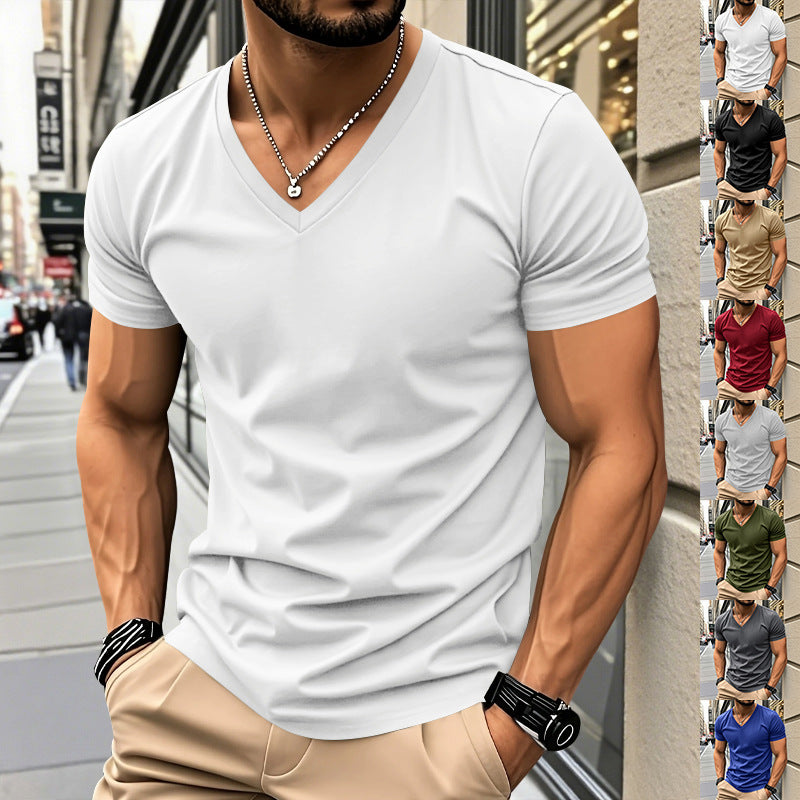 Herren V-Ausschnitt T-Shirt aus atmungsaktiver und schnelltrocknender Baumwolle EB