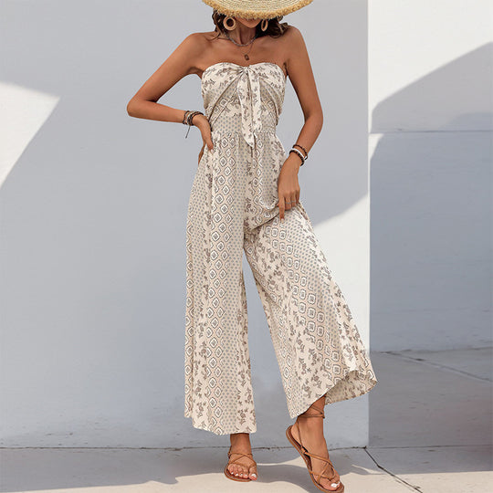 Damen Jumpsuit mit Bandeau-Oberteil und weiten Beinen EB