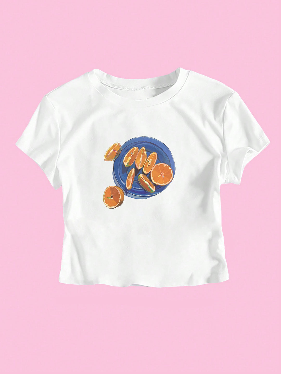Damen Crop-T-Shirt mit fruchtigem Design und lässigem Schnitt EB
