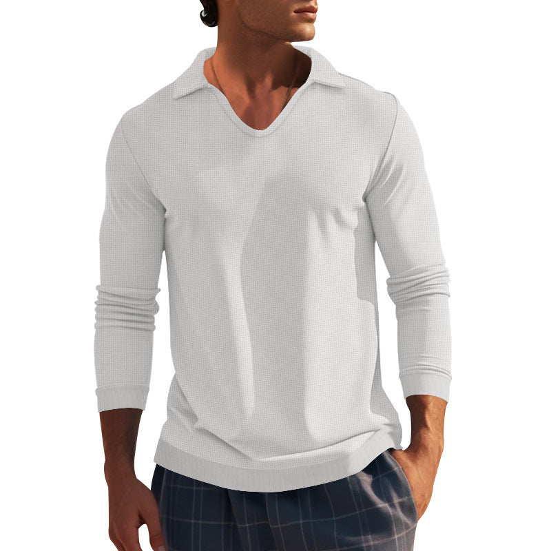 Herren Langarm-Shirt mit modernem V-Ausschnitt und strukturiertem Design EB