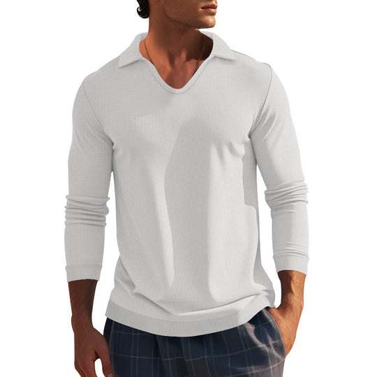 Herren Langarm-Shirt mit modernem V-Ausschnitt und strukturiertem Design EB