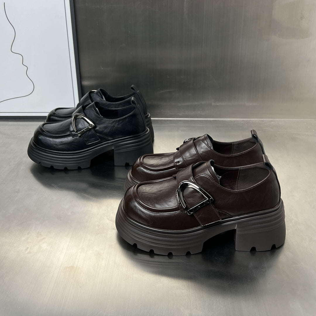 Damen Chunky Loafers mit dekorativem Schnallenverschluss EB