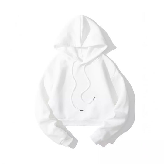 Damen nan cropped Kapuzenpullover mit weichem Fleece‑Innenfutter und elastischem Rippbund EB