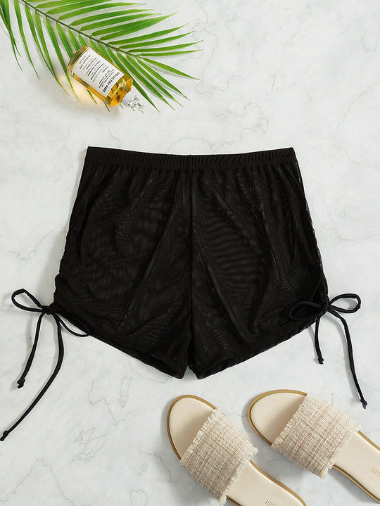 Damen Badeshorts mit verstellbarem Seitenschnürdesign EB