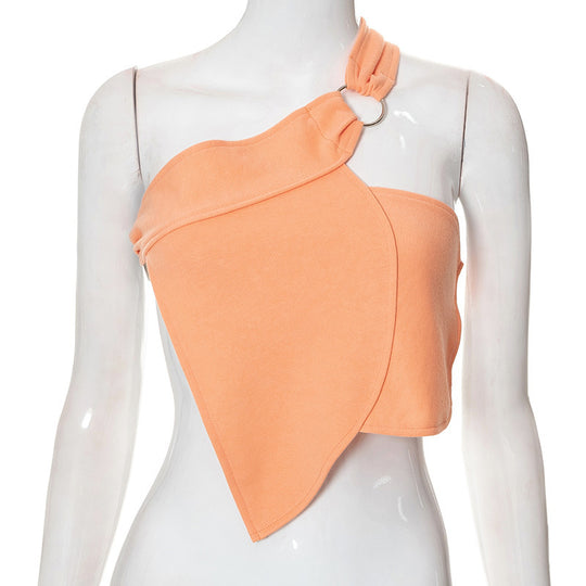 Damen asymmetrisches Trägershirt mit elegantem Ringdetail EB