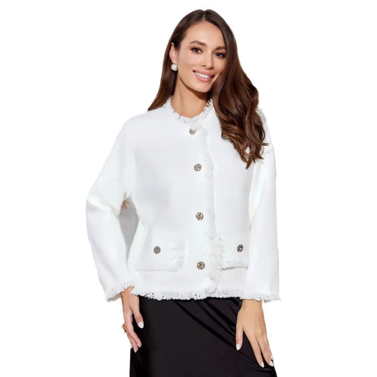 Damen elegante Kurzjacke mit Fransen EB