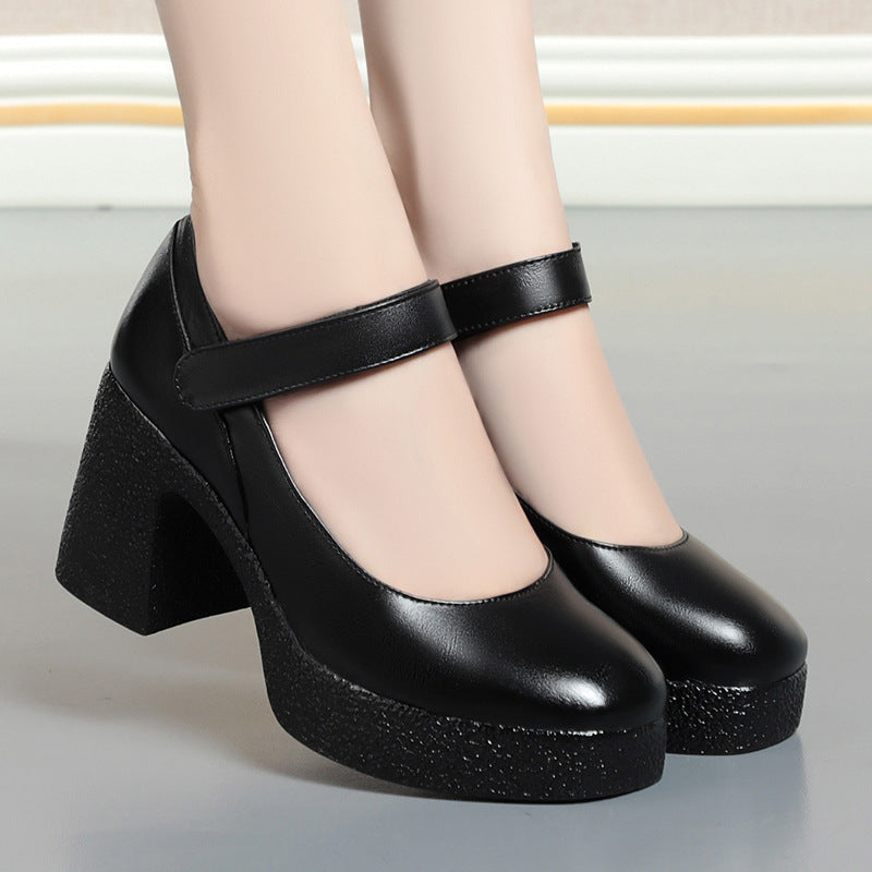 Damen Plateau-Mary Jane Pumps mit verstellbarem Riemen und komfortablem Blockabsatz EB